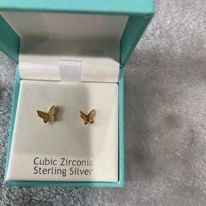 Nanette Lepore Sterling Silver and Cubic Zirconia Butterfly Stud Earrings